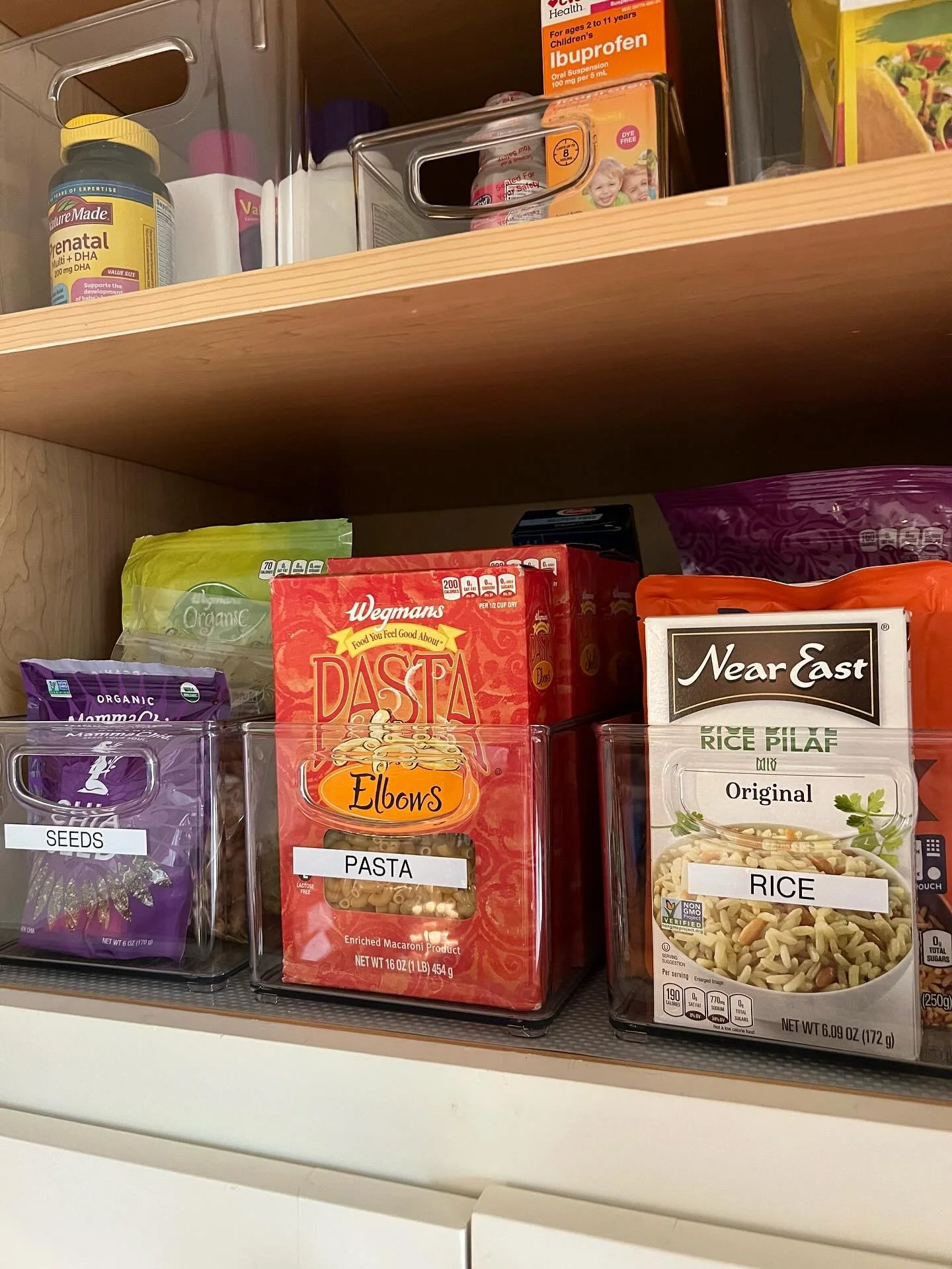 Sometimes adding just a few simple pieces can completely change the way your kitchen functions. 🙌

Clear bins with handles make it easy to pull items out so you can actually see what you have. Nothing gets lost in the back, and those random bags and