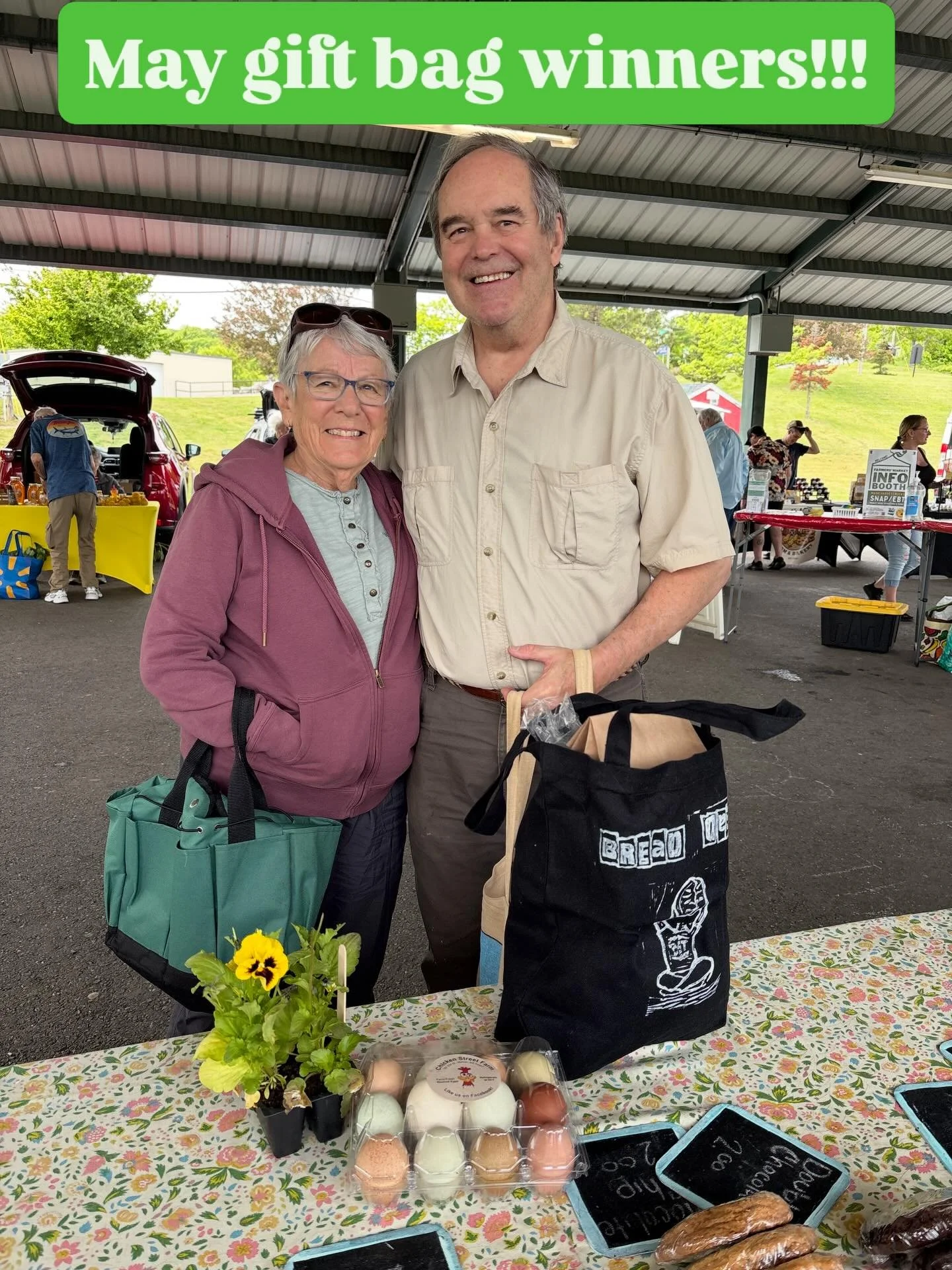 Customer Appreciation time!

Congrats to Fran and Jed as our first month winners and thank you for supporting us (you two are so cute).

Remember to keep filling out those cards all summer long for your chance to win a bag of market goods! We pick ou