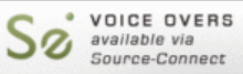 Text that reads 'Voice Overs available via Source-Connect' with a stylized green 'S2' logo