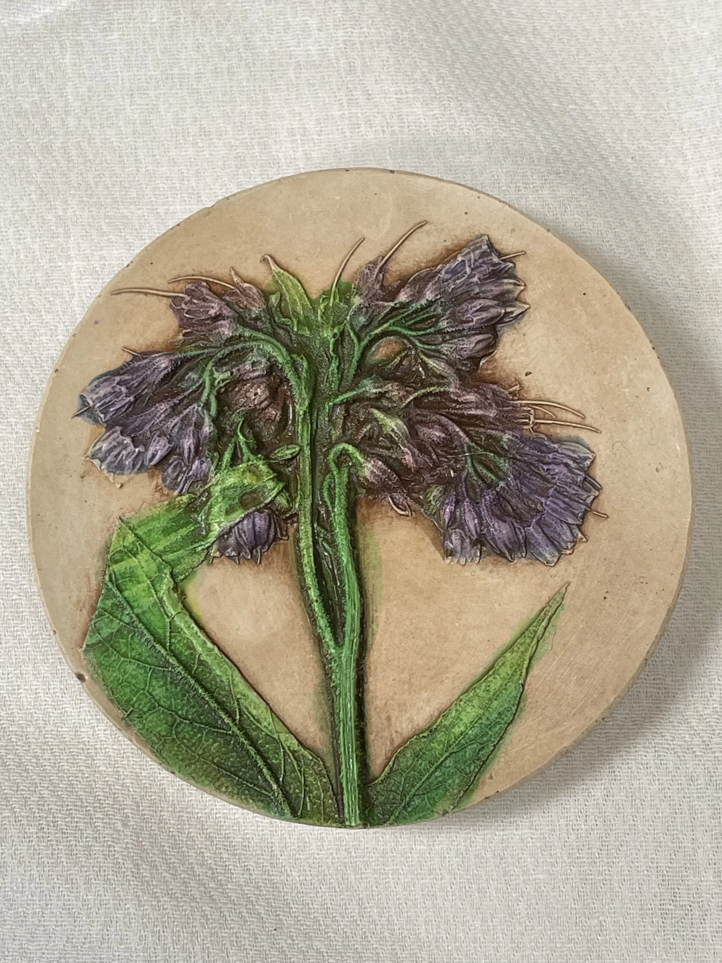 Columbine Botanical Relief Tile