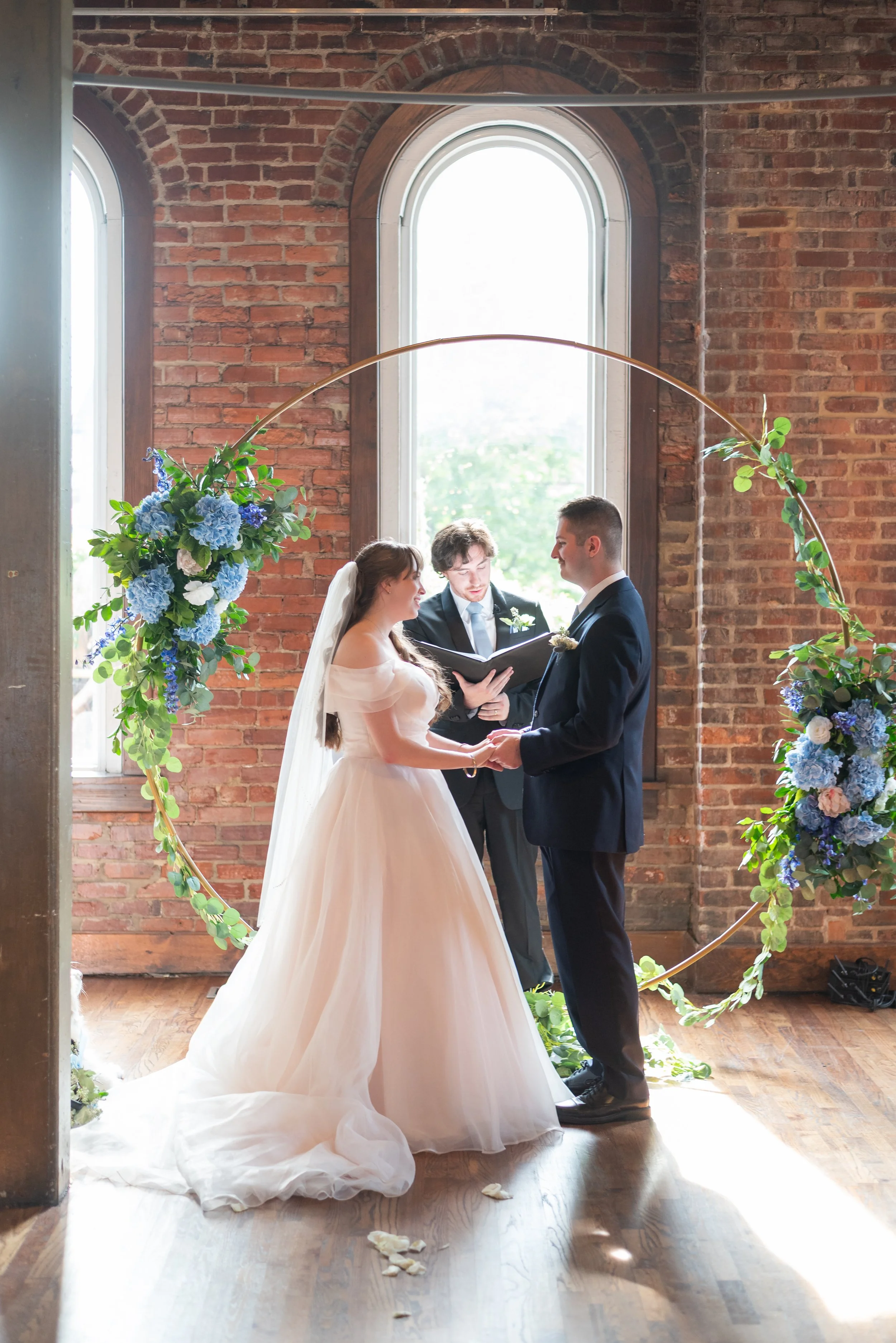 The Historic shows off it's vintage brick during the couple's ceremony.