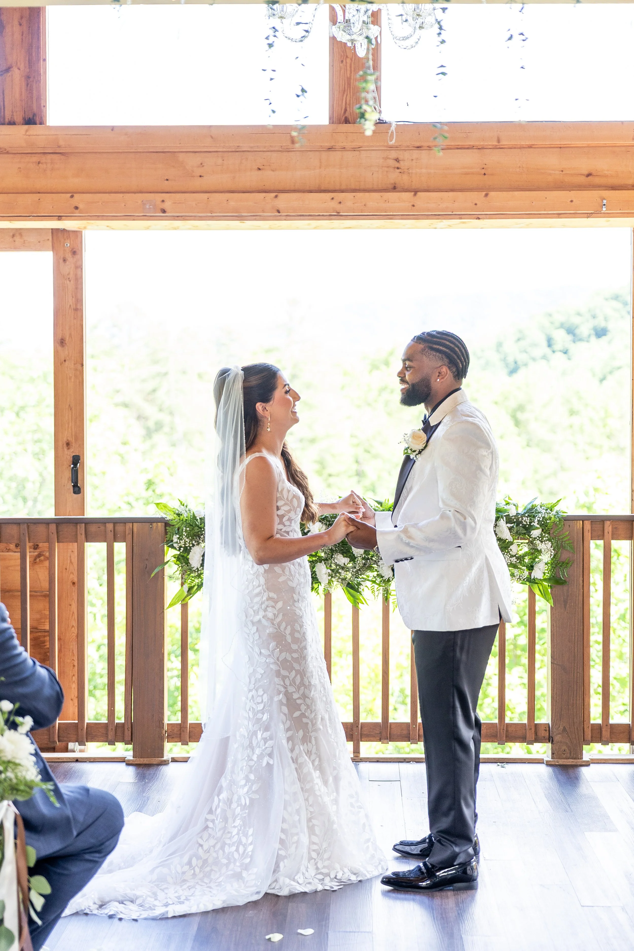 This photo shows a couple getting married inside Parkside Resort.