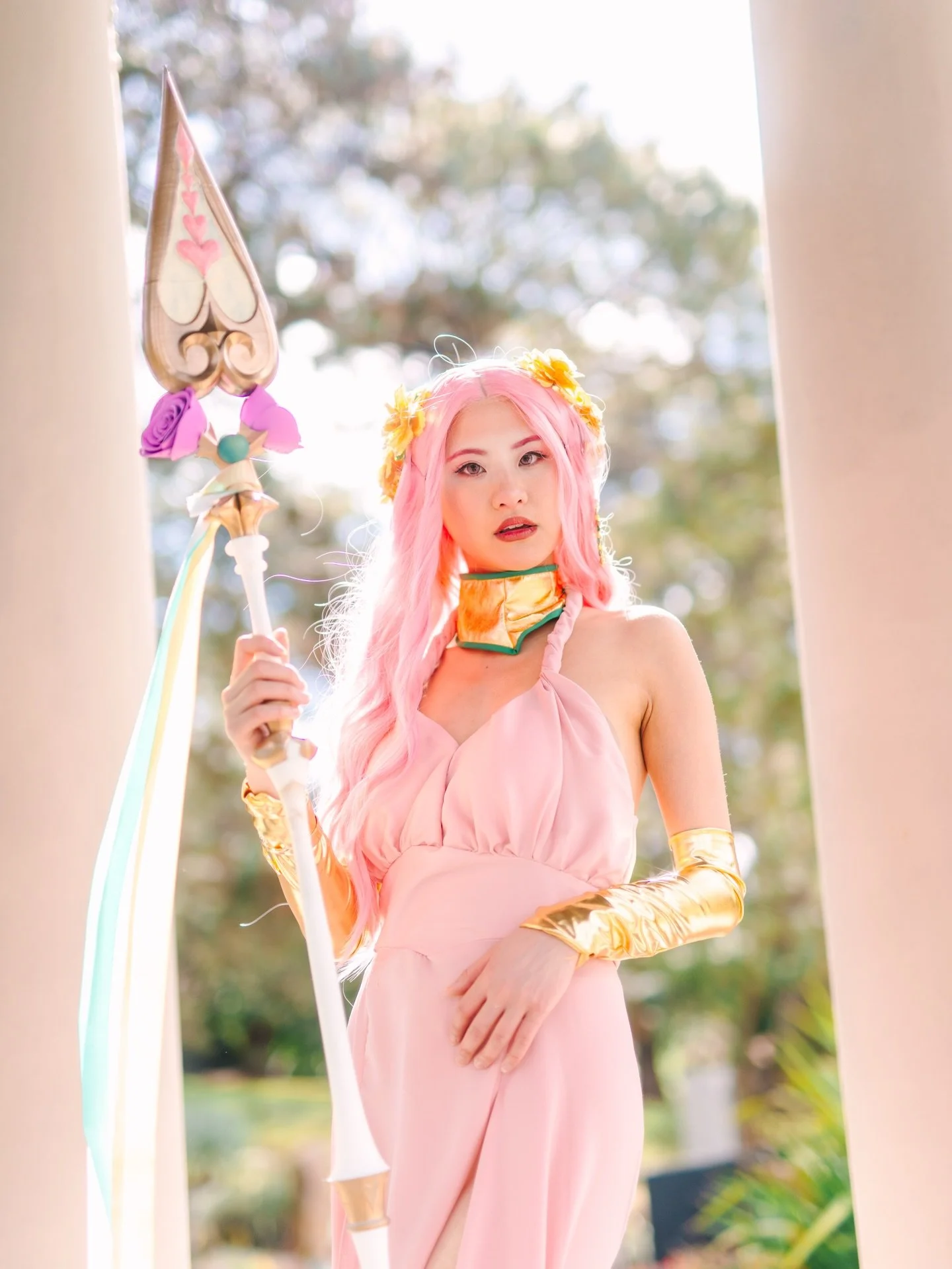 I'm Aphrodite posting finally!! This costume was one of my main projects from 2025 💗 I was enchanted by the take on her design this time around, especially her weapons. &thinsp;
&thinsp;
I made a nude/pinkish dress for obv reasons but I still wanted