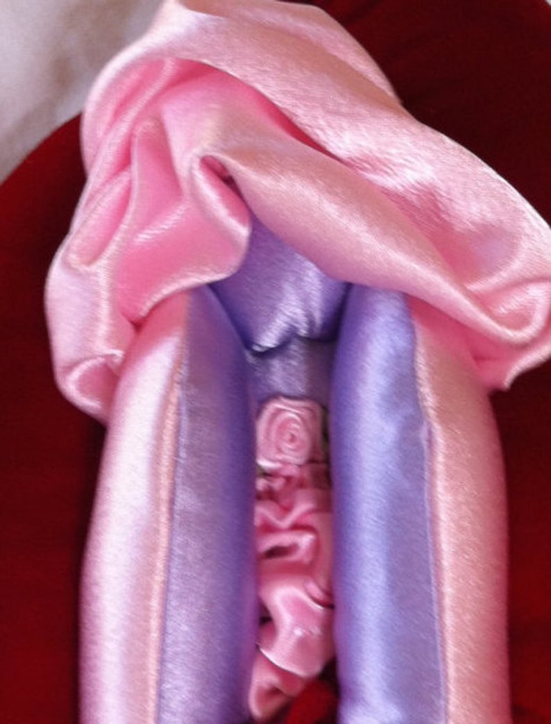 Velvet and satin vulva puppet, 8 by 11inches, handmade, anatomically accurate.