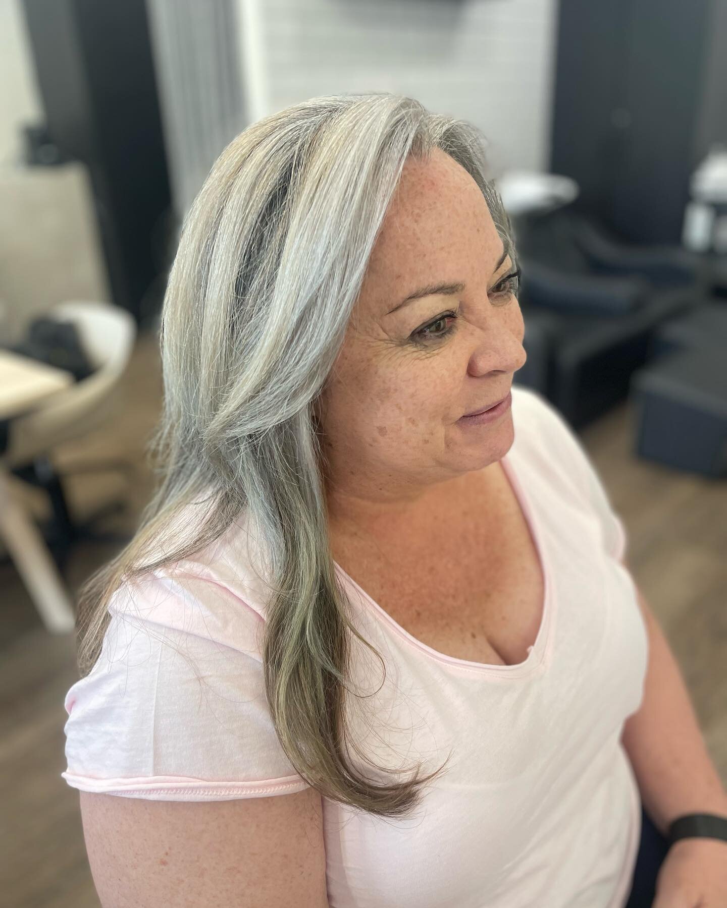 One step closer to the grow out. I&rsquo;ve loved the journey we have been on to embracing our greys. Mon has been a client of mine for over 11 years, we talked about the time she went grey but it was always a very distant future plan. A year ago she