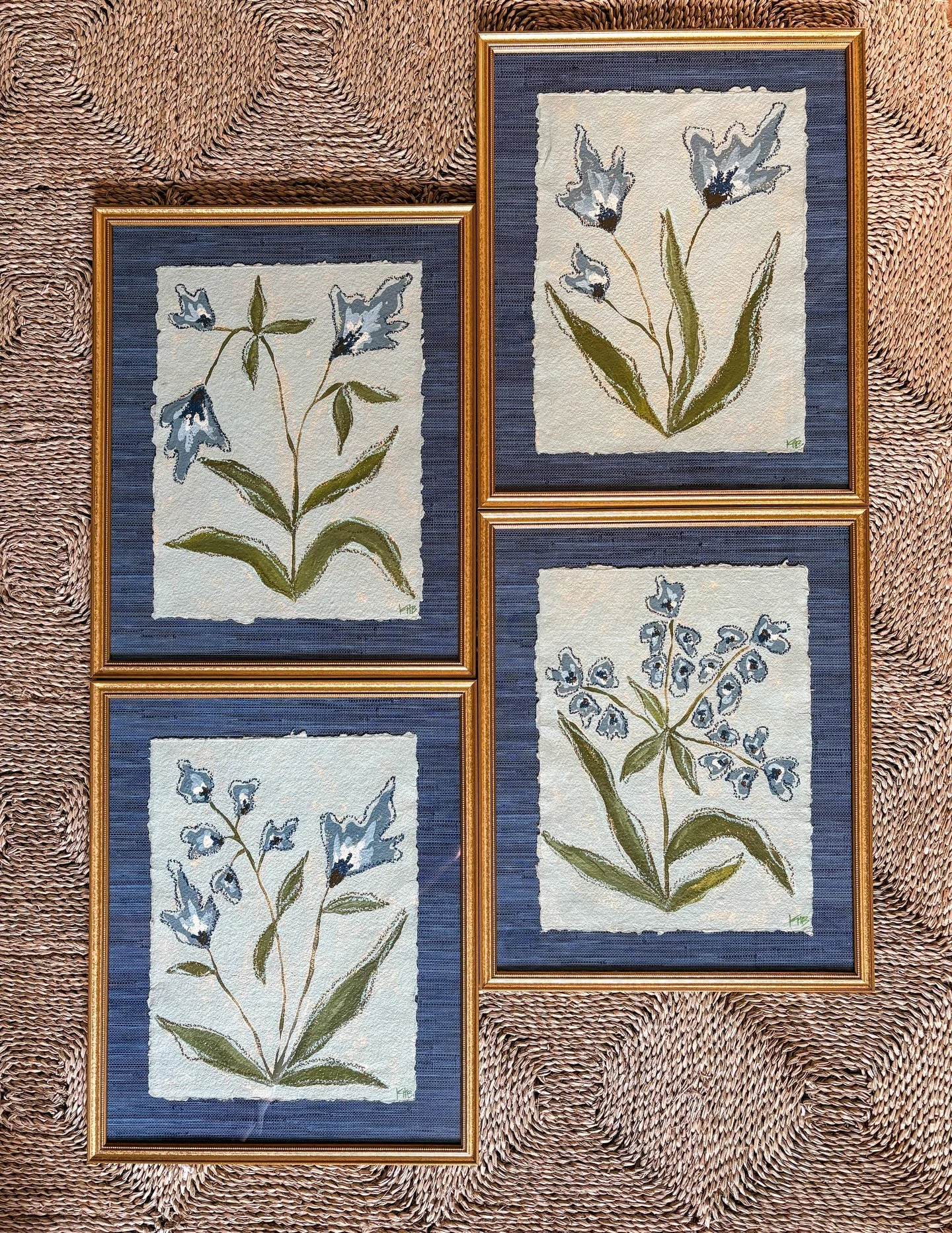 These blues are always a crowd favorite so I made them for you! Framed to 16x20 on blue grasscloth these are sure to wake up your walls. Message me for details!