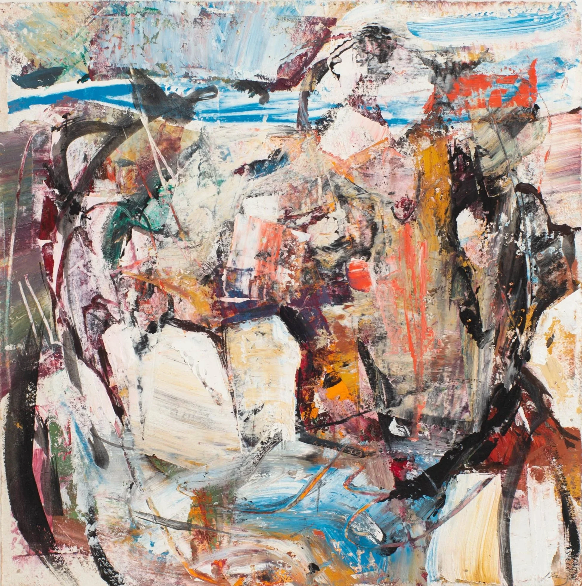 Beached Cove - 2023, Mixed Aqueous Media, 9 x 9"