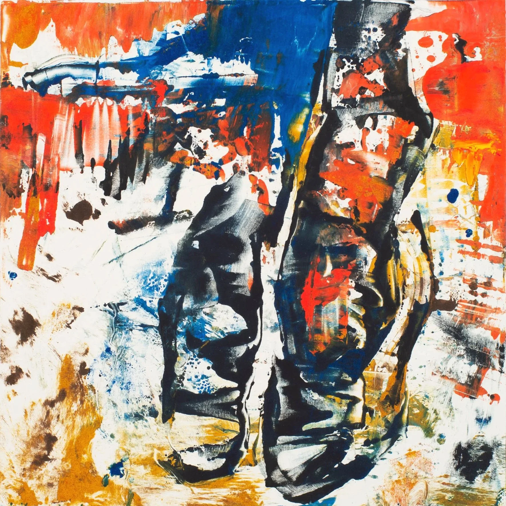 Blood and Bone in the Creative Shoes - 2023, Monotype, 12 x 12"