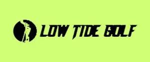 Low Tide Golf logo on a bright green background