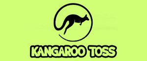 Kangaroo Toss logo with a kangaroo jumping inside a circle on a green background