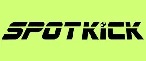 Spotkick logo in black text on a bright yellow-green background