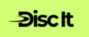 Logo for disc golf brand 'Disc It' with black text on a bright green background.