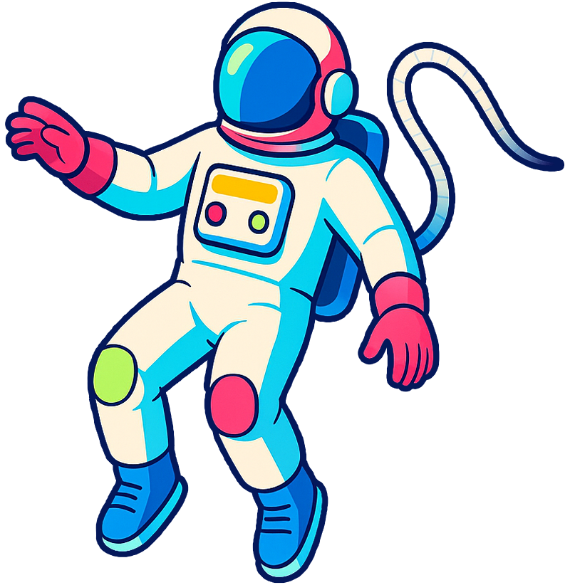 Colorful digital illustration of an astronaut floating in the social media void