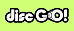 DiscGo logo with black and white text on a bright green background.