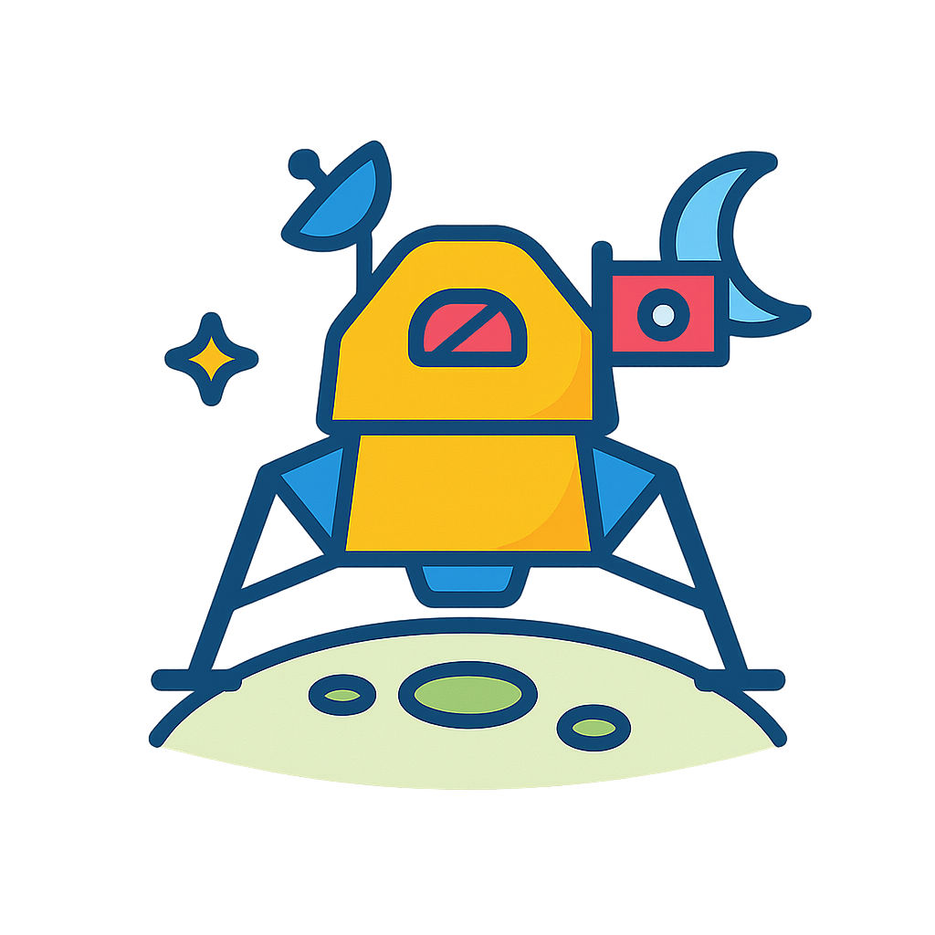 Rocket illustration with blue, yellow, and red colors, glowing against a dark background.