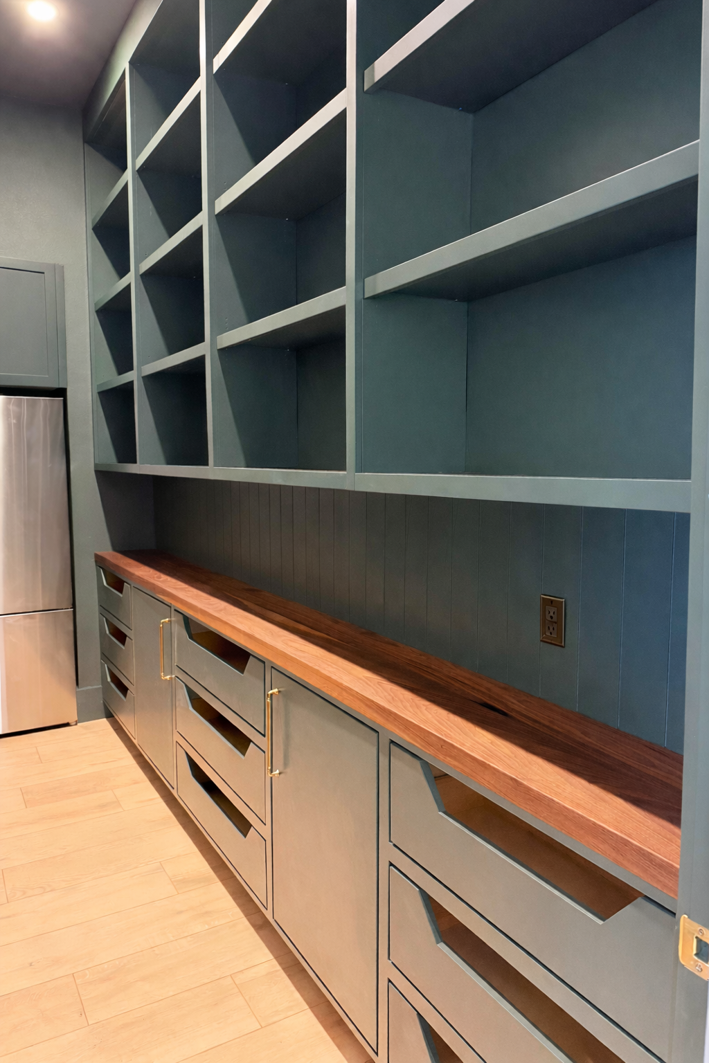 Custom Pantry Cabinets with Solid Walnut Countertop