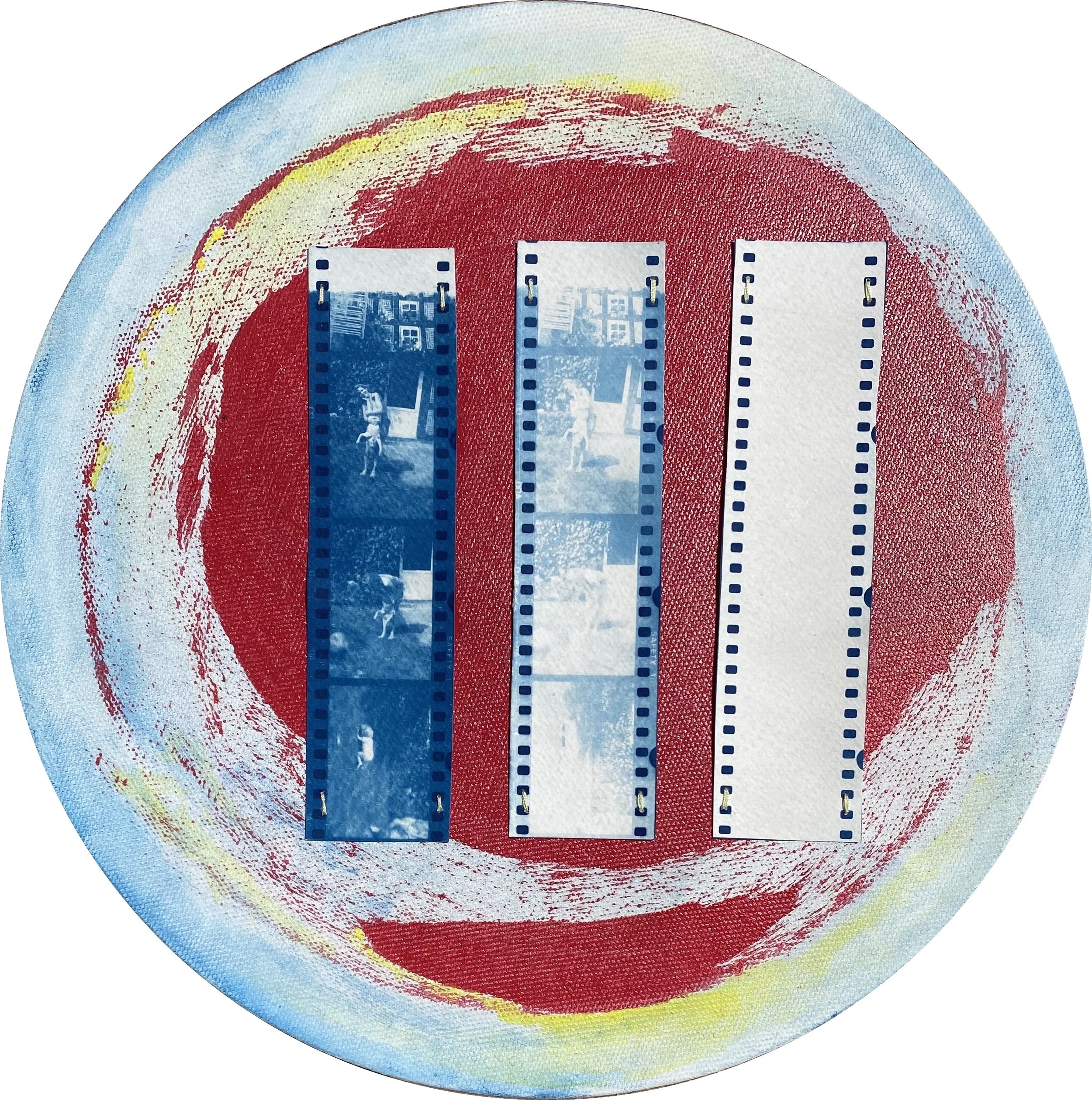 Time makes strangers of us all. (2023). 10 x 10 in Cyantotype prints and acrylic on canvas