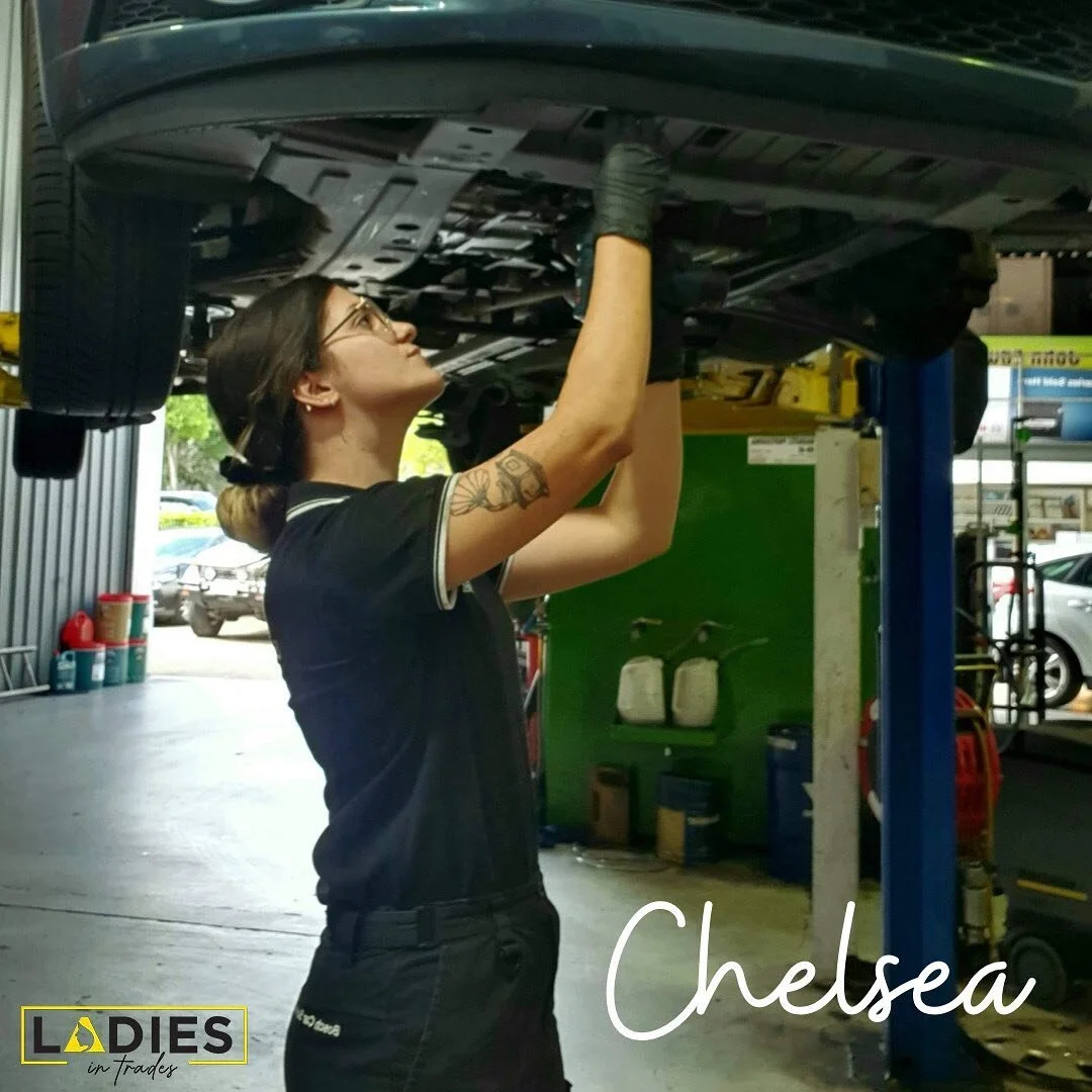 Introducing @chelsthetradie 

My name is Chelsea Bowers, I was born and raised in Brisbane, Queensland. I started a school based light automotive apprenticeship during grade 12 in 2017 and continued it with 2 dealerships until 2019 when I left to try