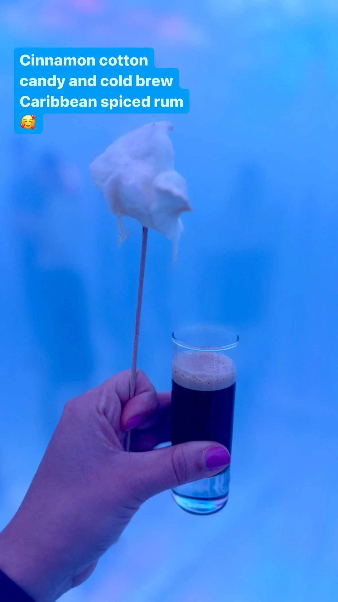 Cinnamon cotton candy cold brew Caribbean spiced rum
