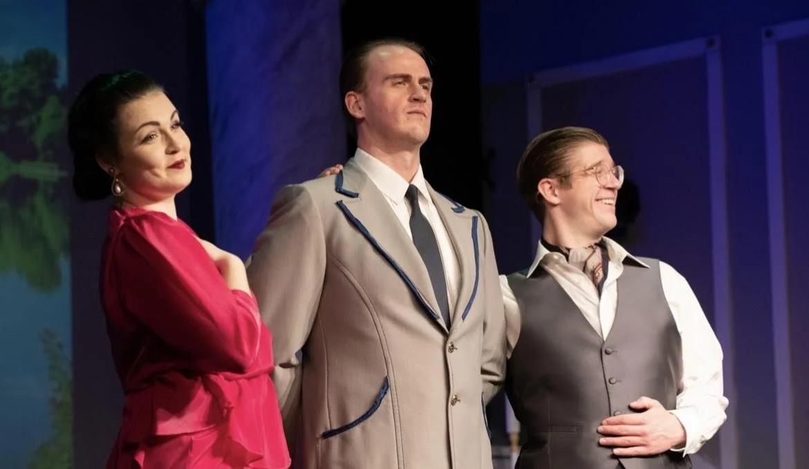 "The Sound of Music" Frau Elsa Schraeder (Kristina Swearingen), Captain Georg Von Trapp (Chaos DeWitt), Herr Max Detweiler (Thomas Smith) • Photo by Eli Miller