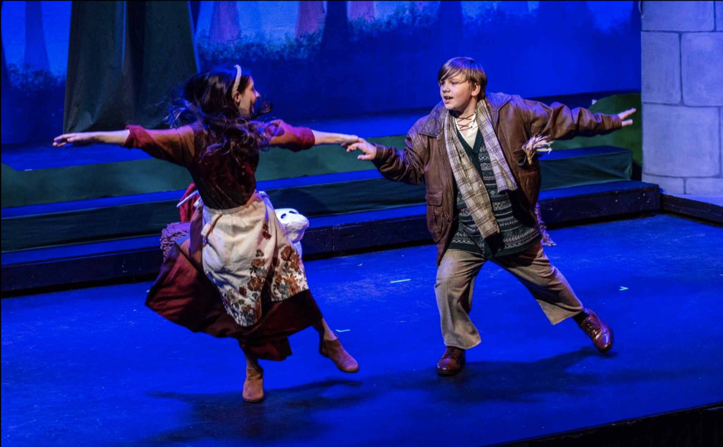 "Into the Woods Jr." Baker's Wife, Milky White, and the Baker • Stage Kidz at Haddonfield Plays & Players • Director: Eileen Ashley • Photo by Zachary Moore