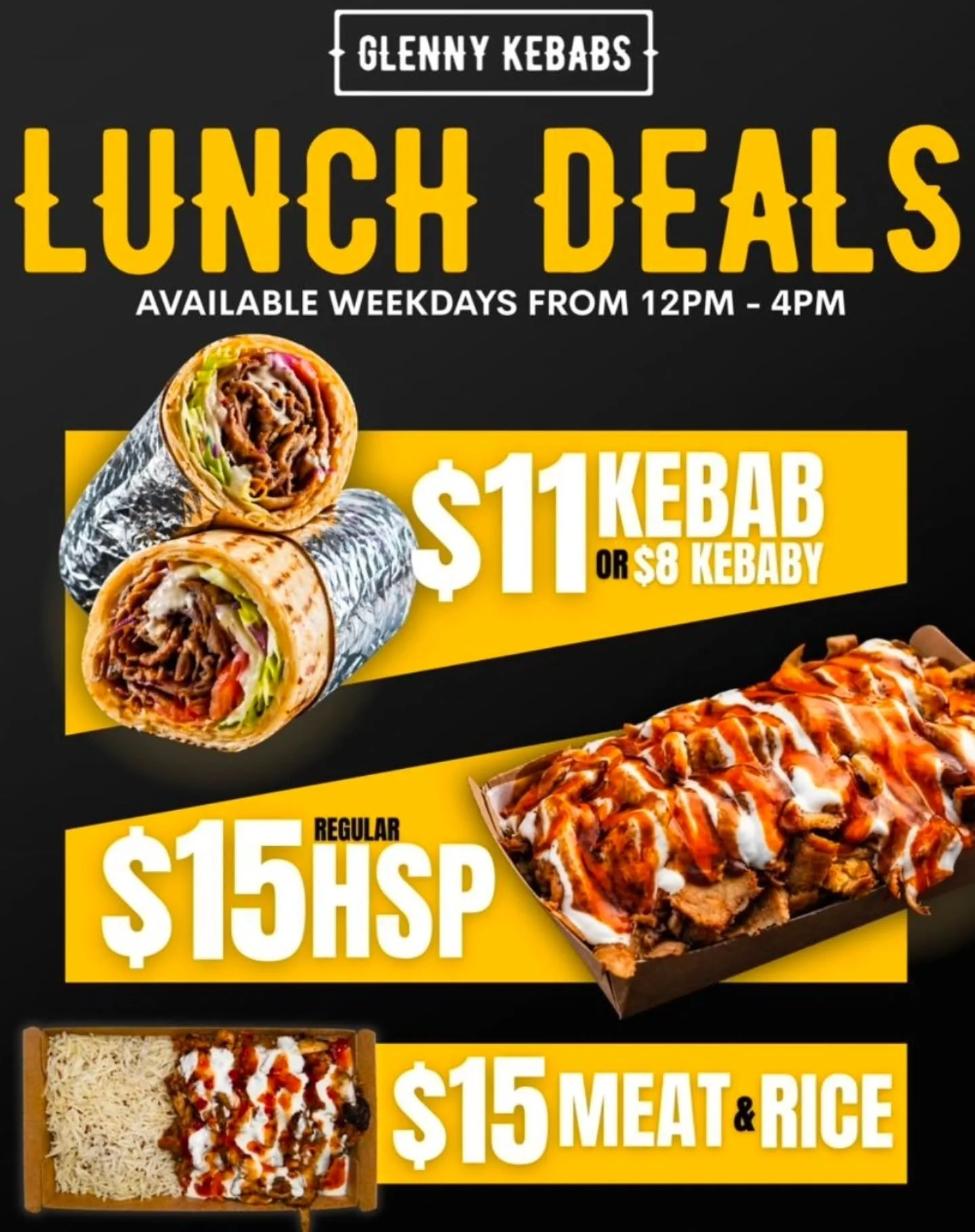 SPECIAL LUNCH DEALS ❤️

📌In store only 
📍Available at all locations
