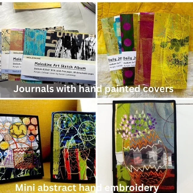Journals and mini abstract hand embroidery