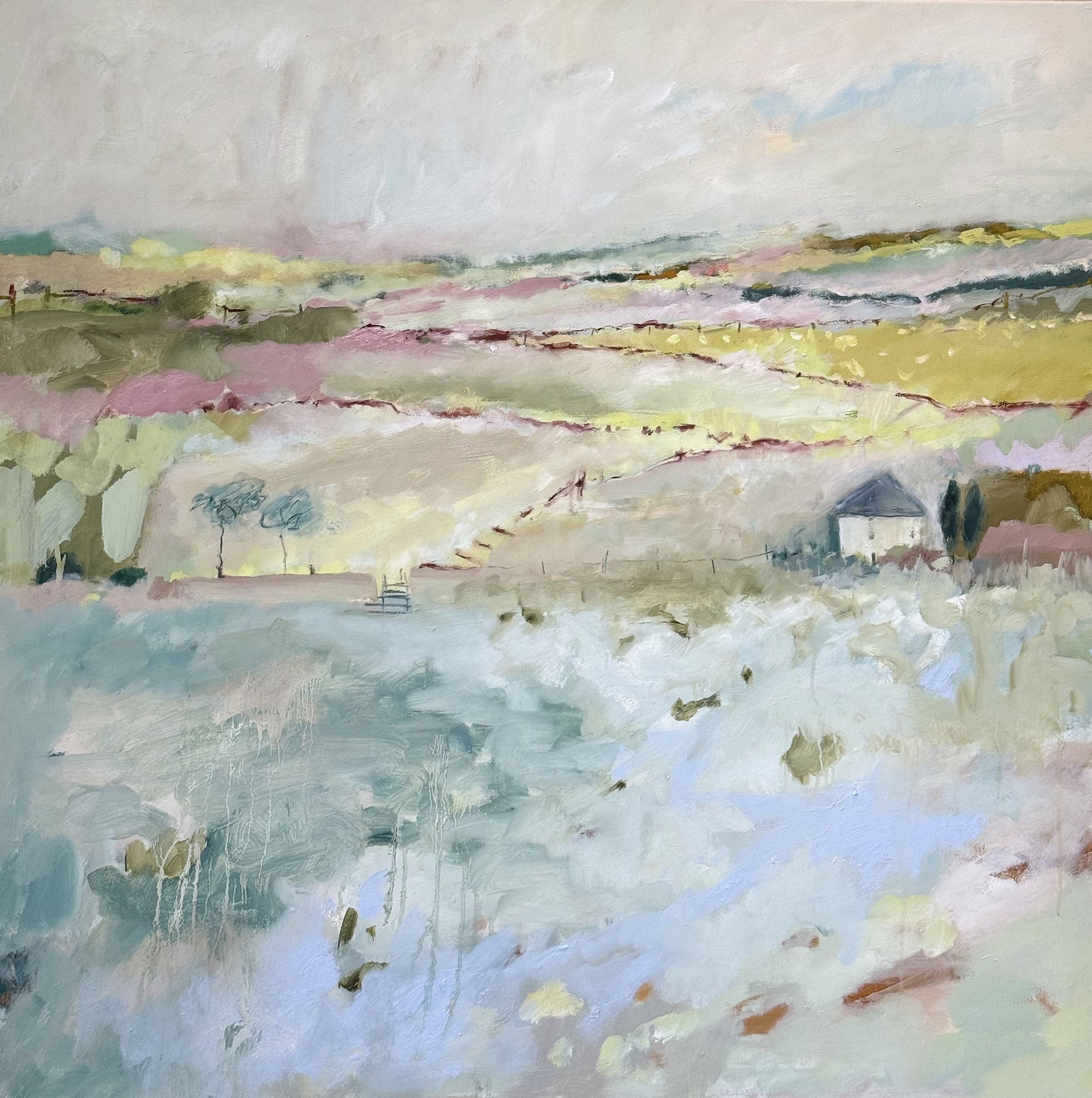 'The House at the Water's Edge' 100 x 100 cm, available via Mayne Gallery