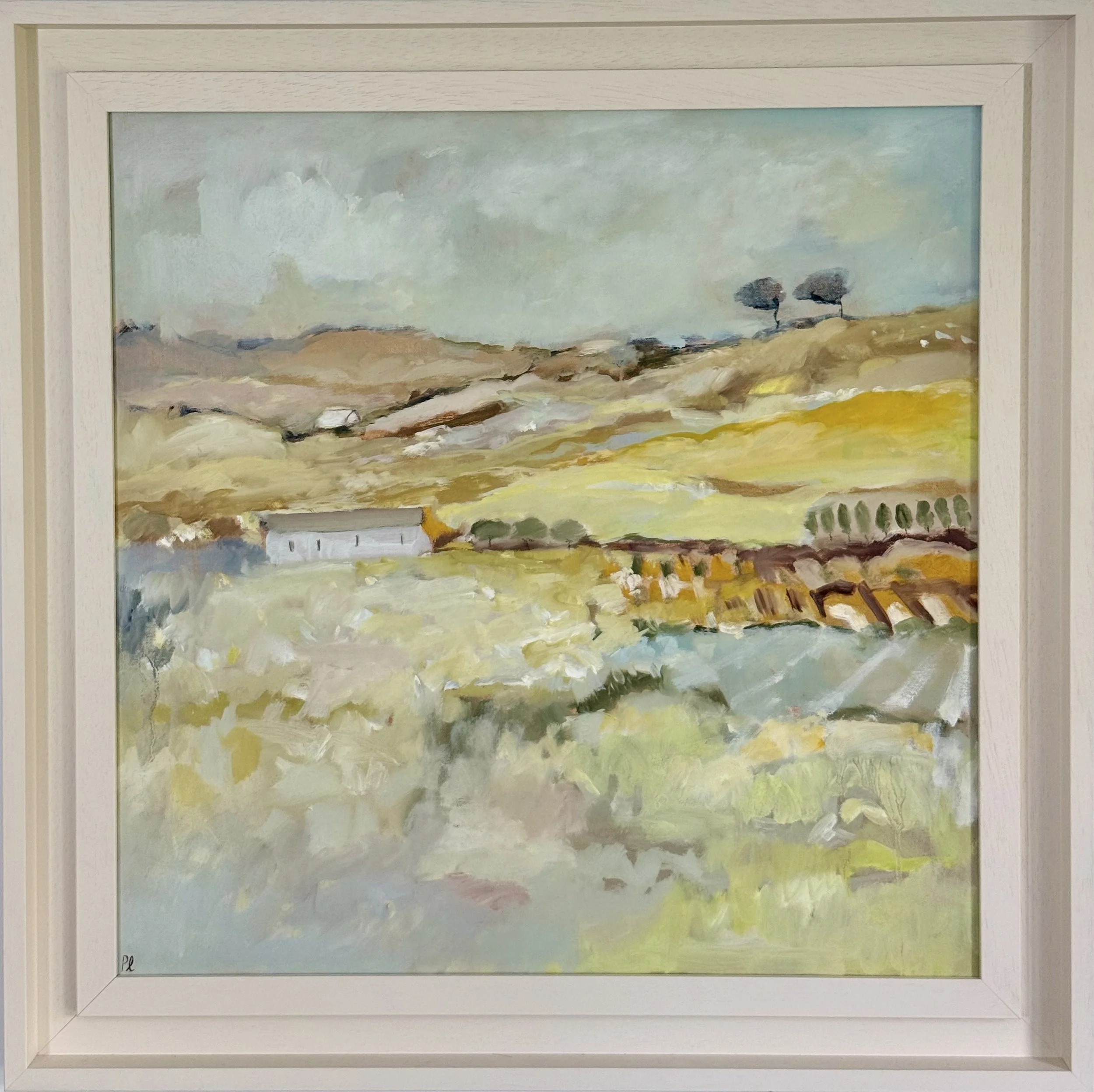 'Cottage with Orchard' 60 x 60 cm/ 73.5 x 73.5 cm framed. Available via Cricket Fine Art.