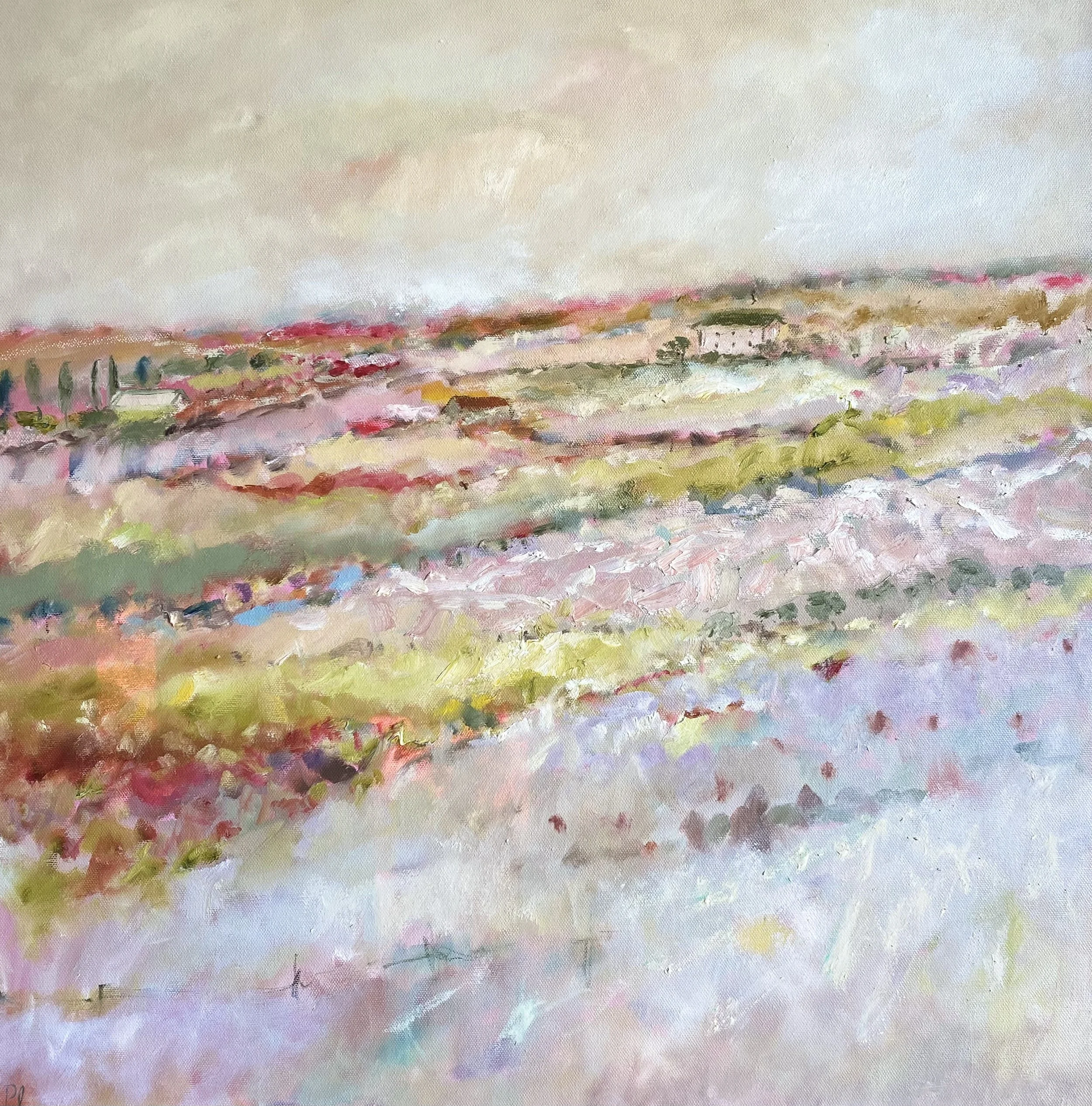 'The White House on the Hill' 60 x 60 cm, available through The White Gallery, Cotswolds