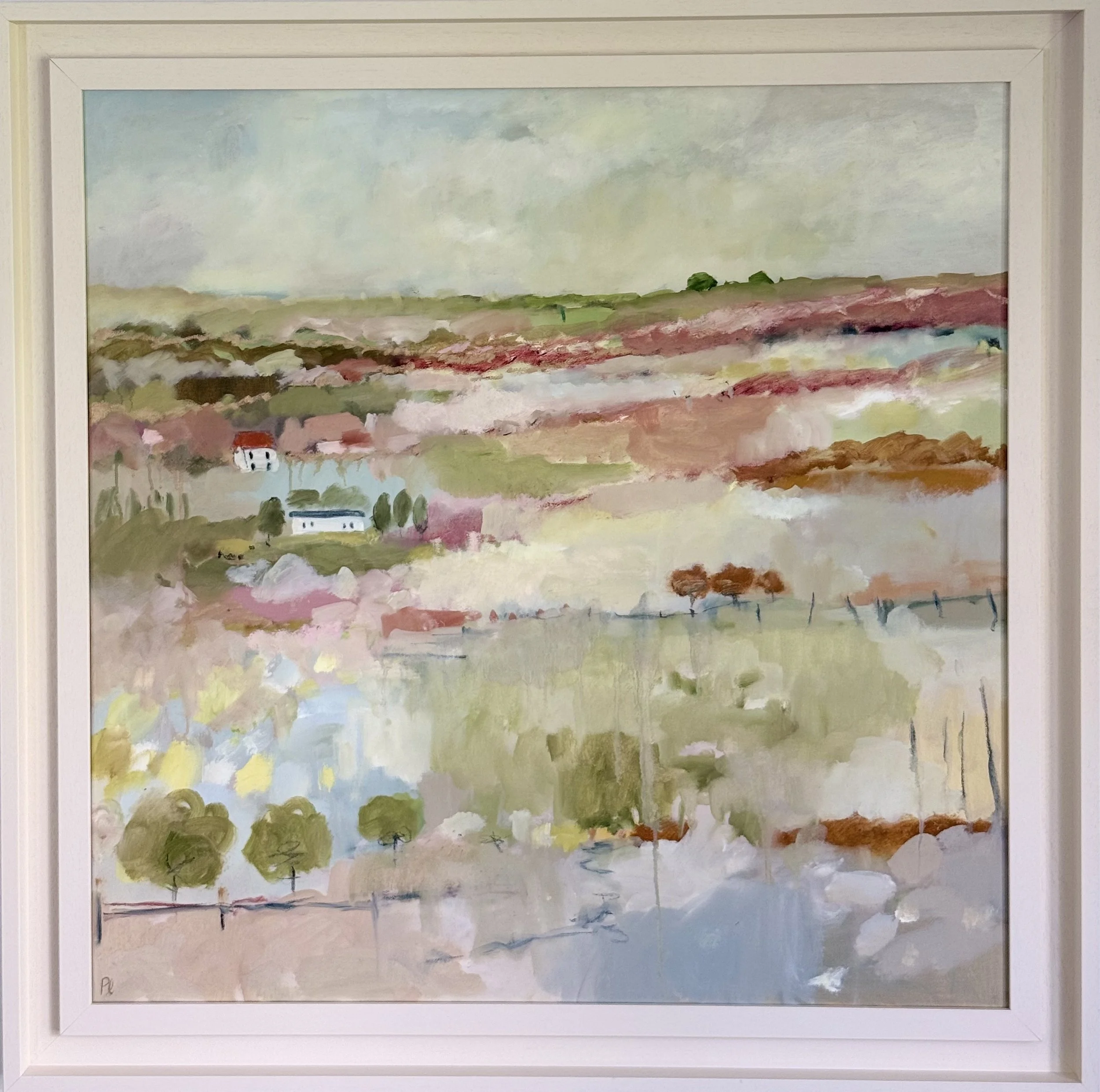 'The Hum of Summer' 80 x 80 cm/ 94 x 94 cm framed. SOLD via The White Gallery Cotswolds. 