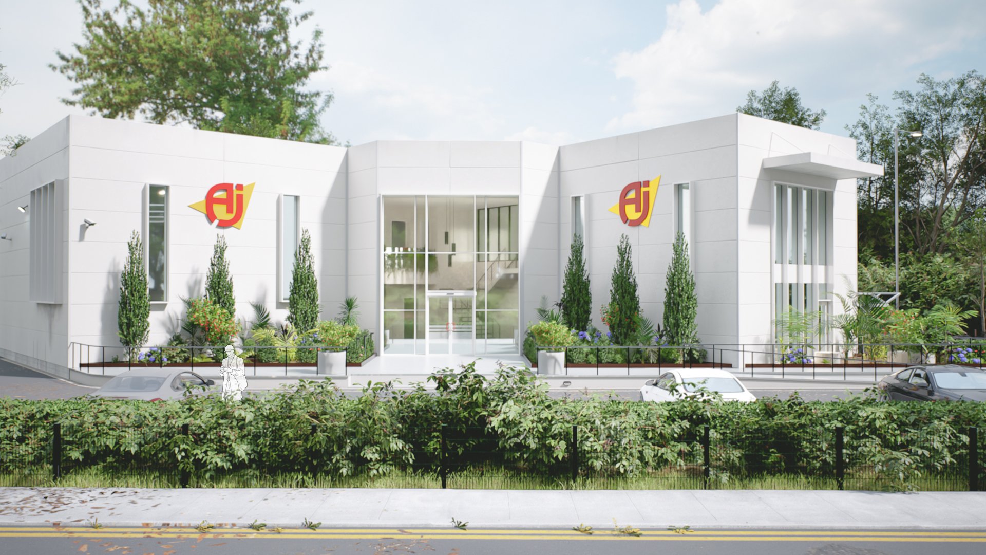 3d day time visualisations of the office development entrance in kilcoole