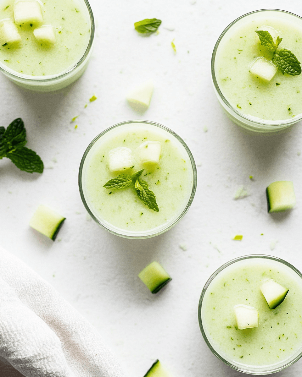 Chilled Cucumber Melon Soup Shots
