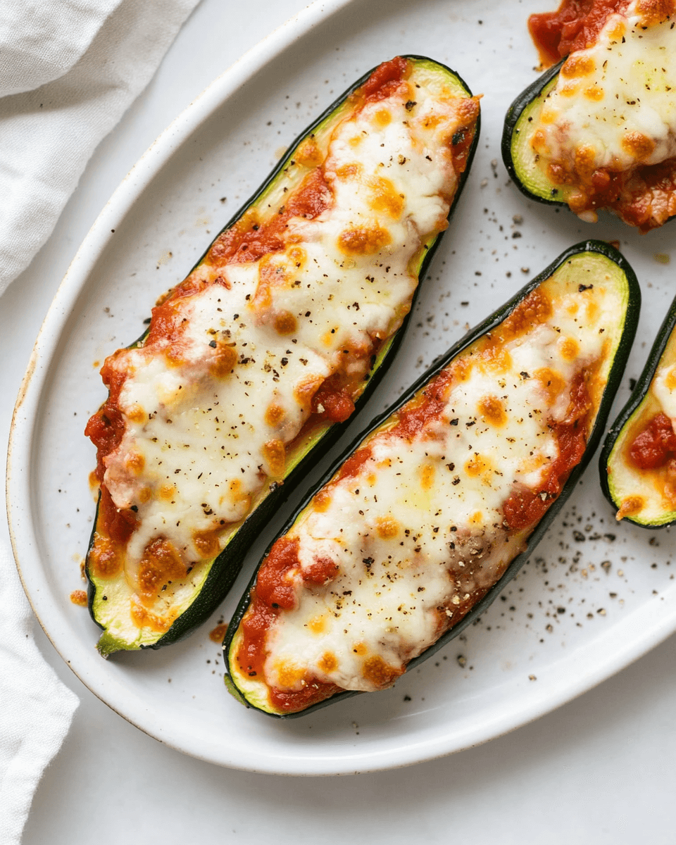 Cheesy Zucchini Pizza Boats