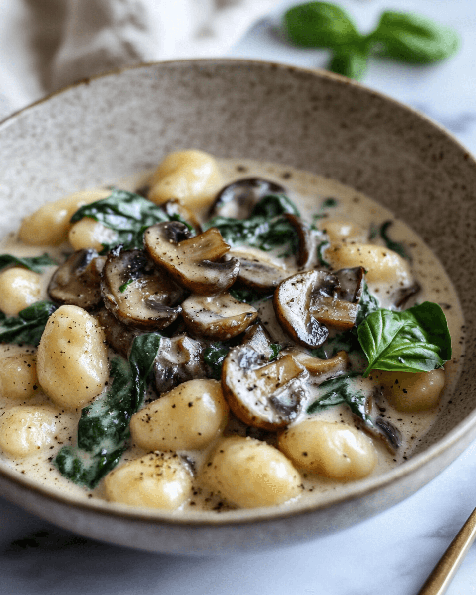 Creamy Mushroom and Spinach Gnocchi