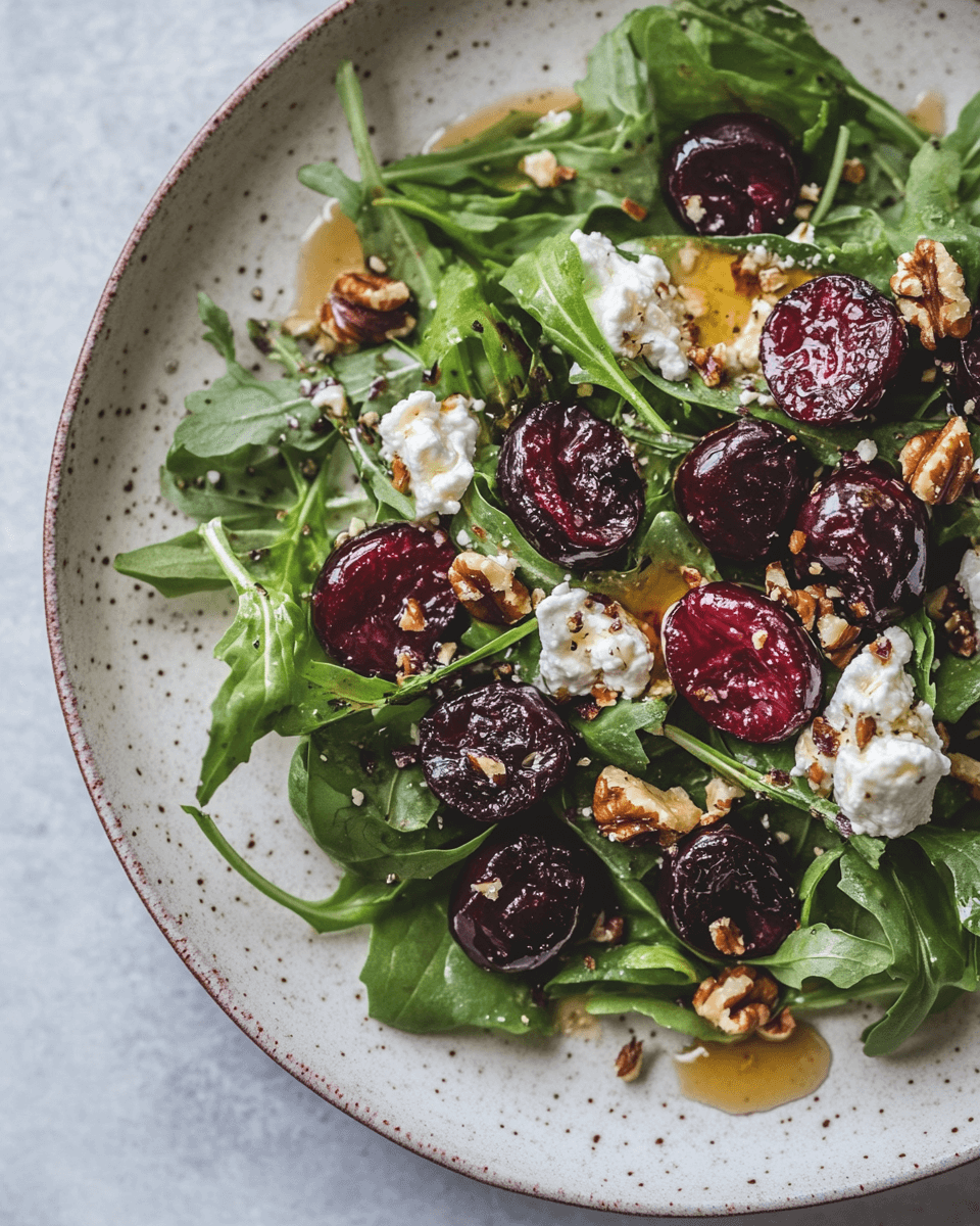 Spring Greens Salad with Roasted Cherries &amp; Goat Cheese