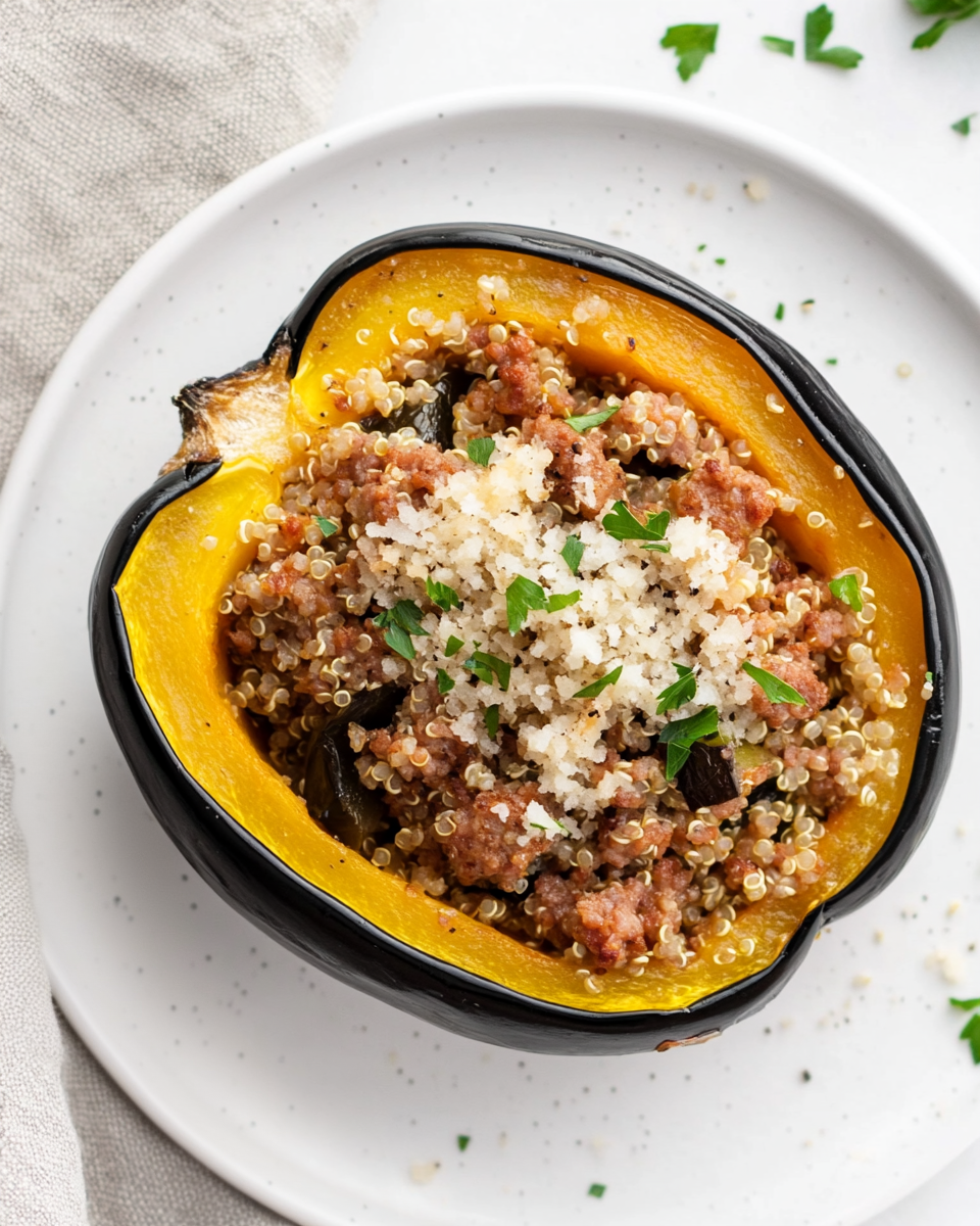 Italian Sausage and Quinoa Stuffed Acorn Squash