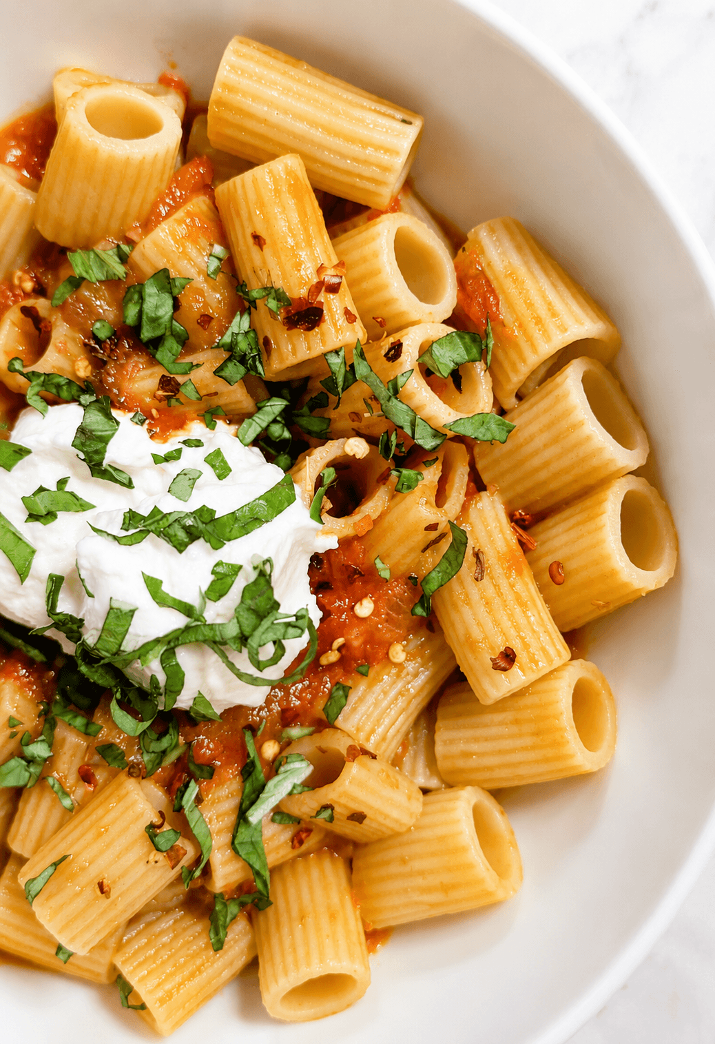 Rigatoni alla Vodka with Burrata &amp; Basil