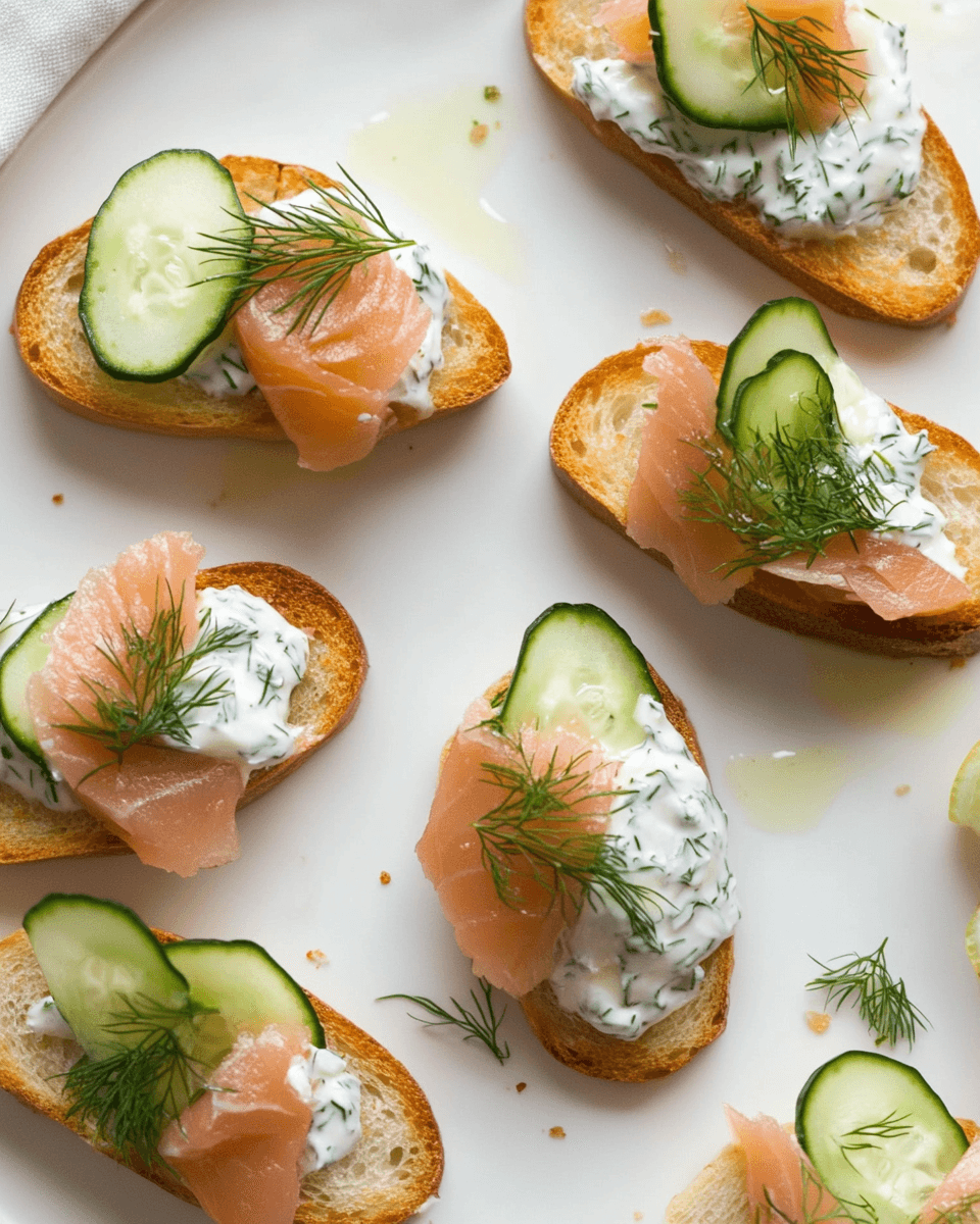 Smoked Salmon Crostini with Dill Crème Fraîche