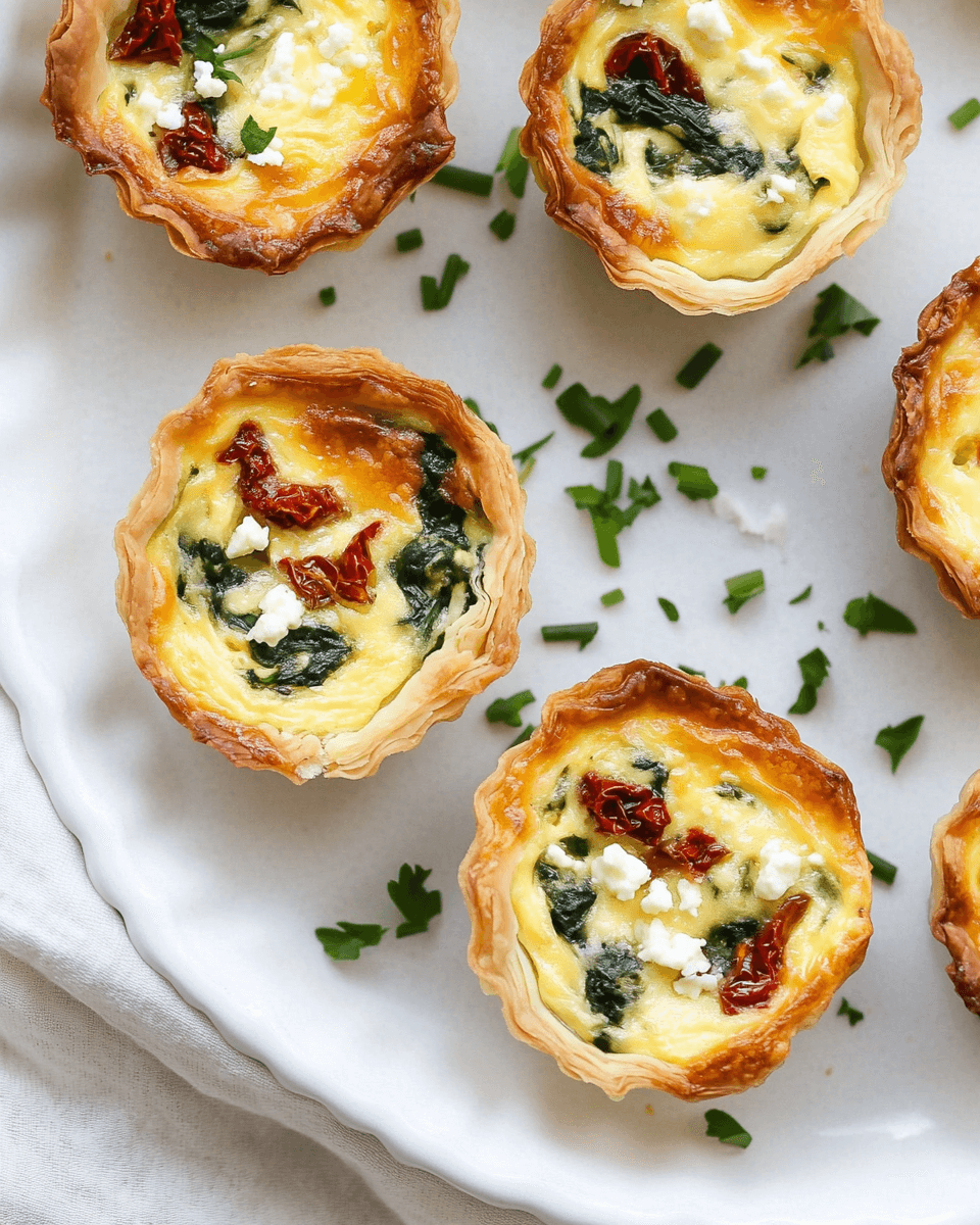 Mini Spinach and Feta Quiches with Sun-Dried Tomatoes