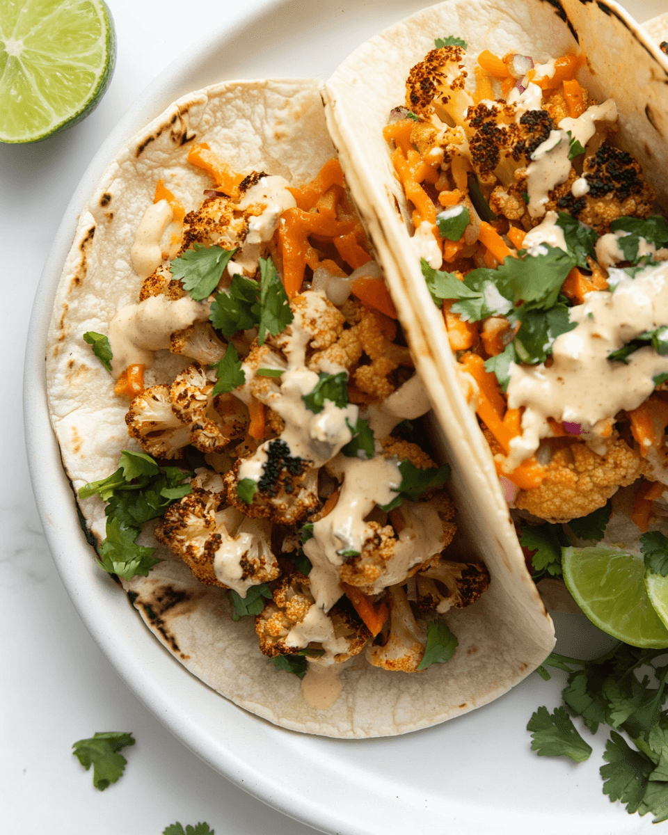 Smoky Roasted Cauliflower Tacos with Lime Slaw