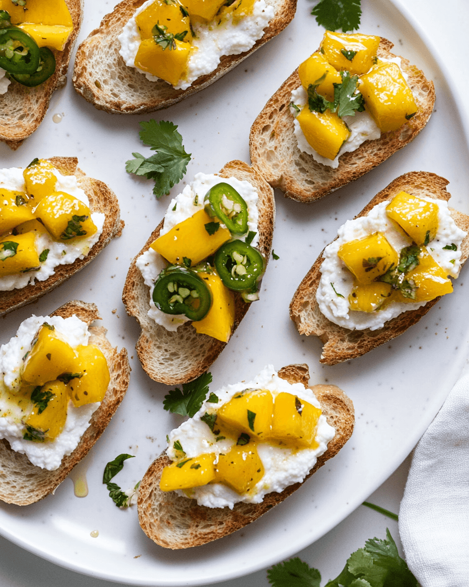Spiced Mango Jalapeño Crostini
