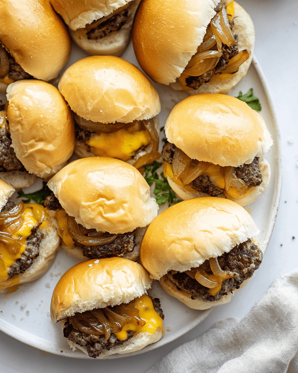 Cheesy Beef and Caramelized Onion Sliders