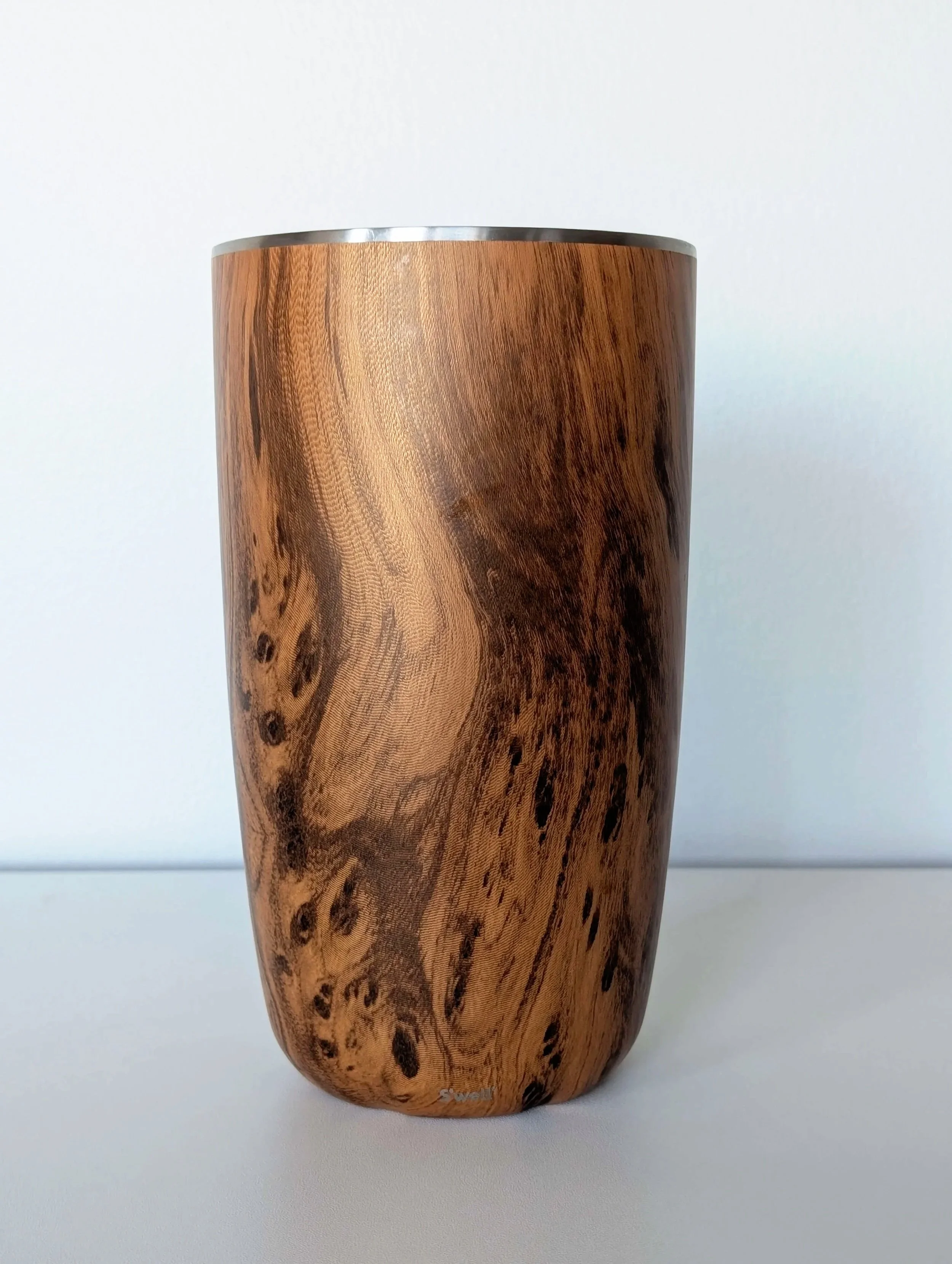 S'well Stainless Steel Wine Chiller, Holds 750ml Bottle, Teakwood