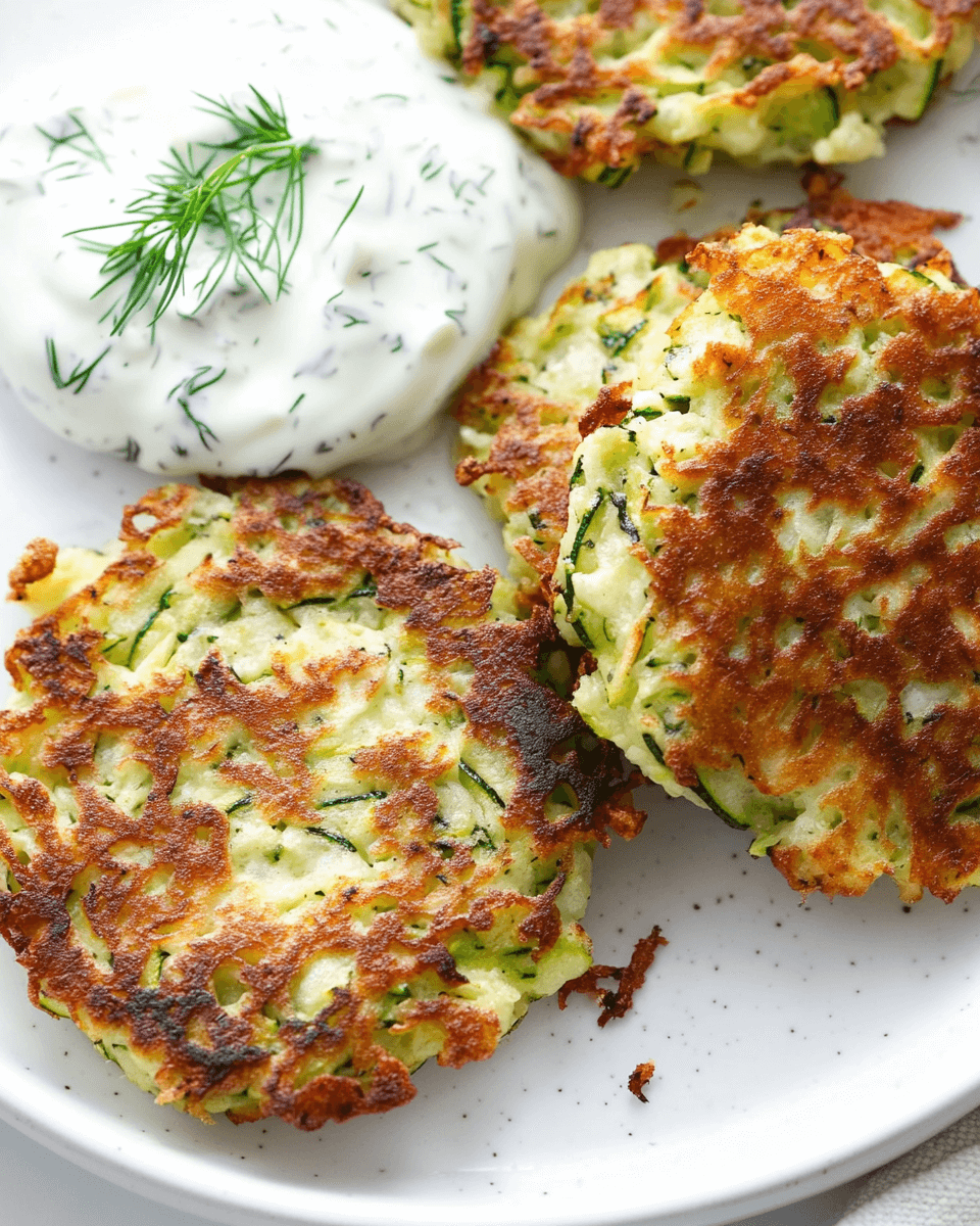 Zucchini Fritters with Yogurt Dill Sauce
