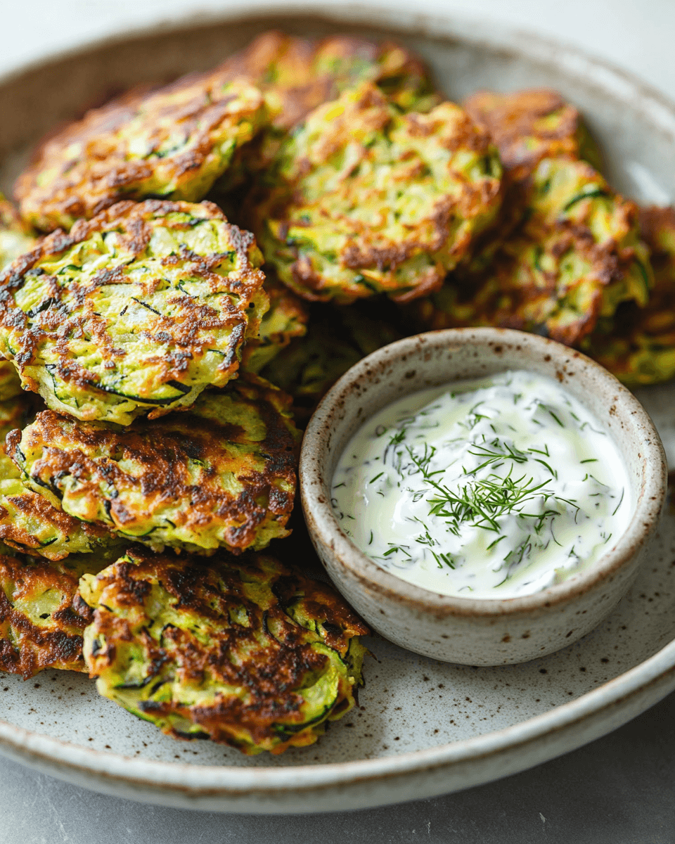 Zucchini Fritters with Yogurt Dill Sauce