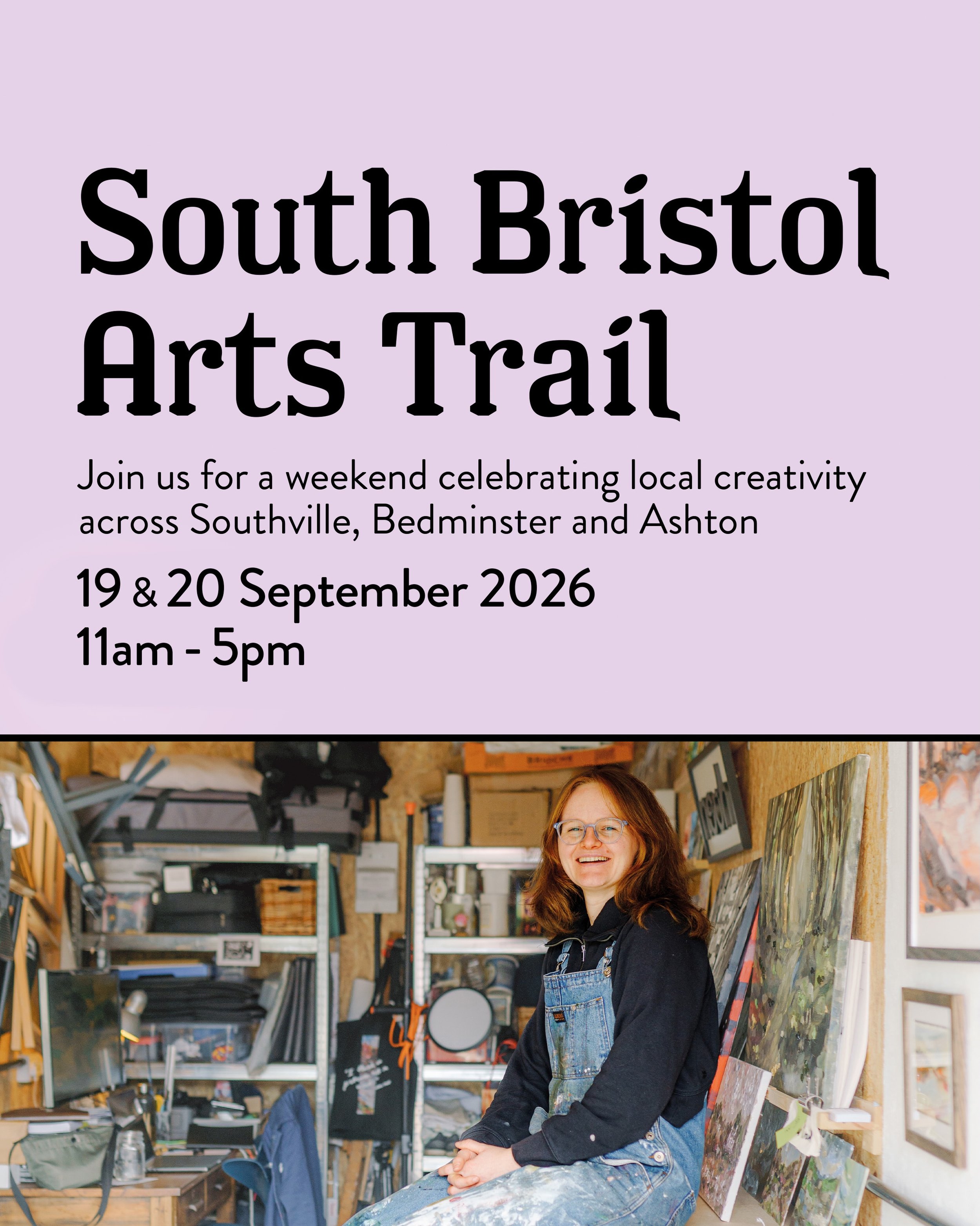I&rsquo;m taking part in the South Bristol Arts Trail this September! 🎨

Come and find me at my studio across the weekend, 19 &amp; 20 September, alongside 100+ artists opening their studios and spaces across South Bristol. 

I&rsquo;m an impression