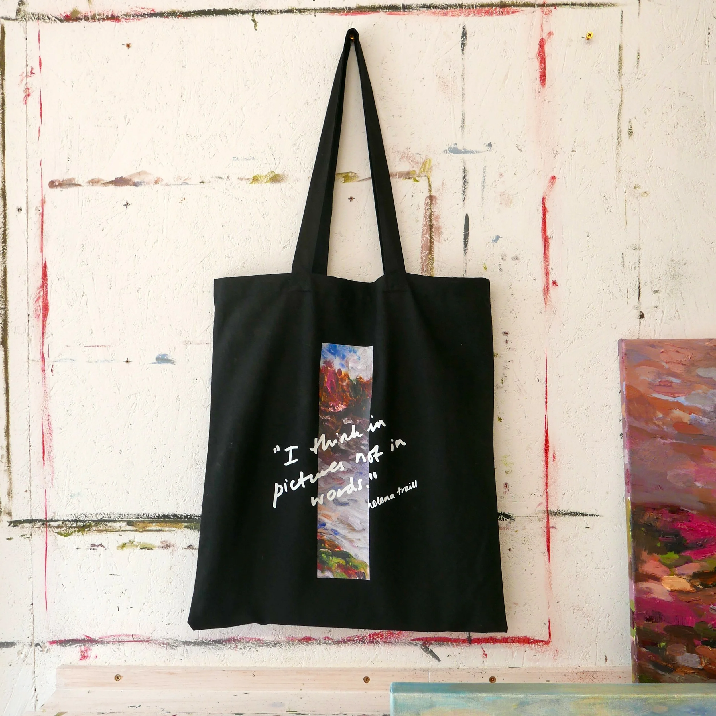 "I think in pictures not in words" Tote Bag