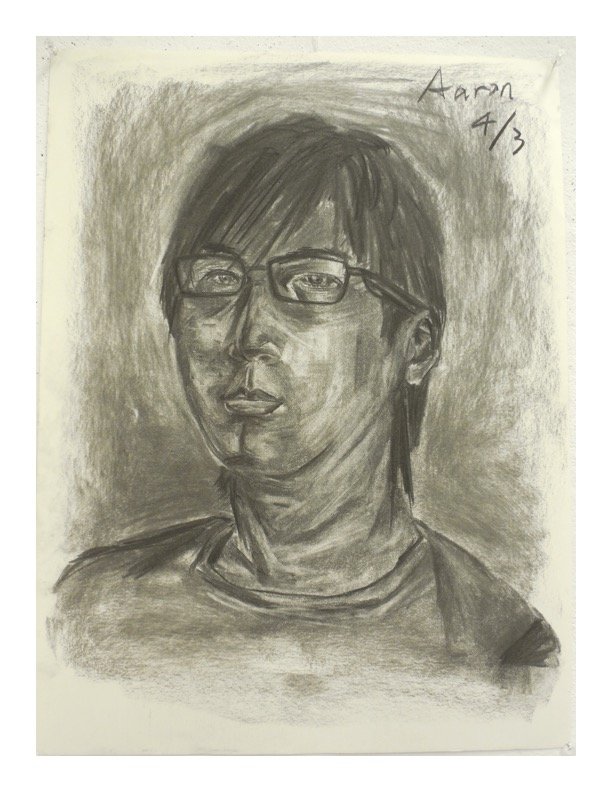 Self Portrait – Drawing I, Emphasis on working from direct observation, anatomy, line and value.