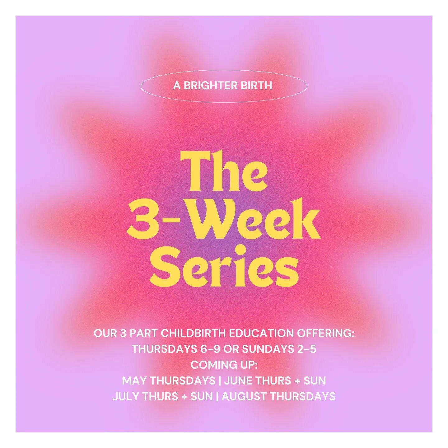 The 3-Week Series, taught via Zoom, is 9 hours of Childbirth Ed, broken down into 3 hour classes over the course of 3 weeks. Offered in Thursday evenings 6-9pm or Sunday afternoons 2-5pm.
This course is recommended for First Time Parents and VBAC Fam